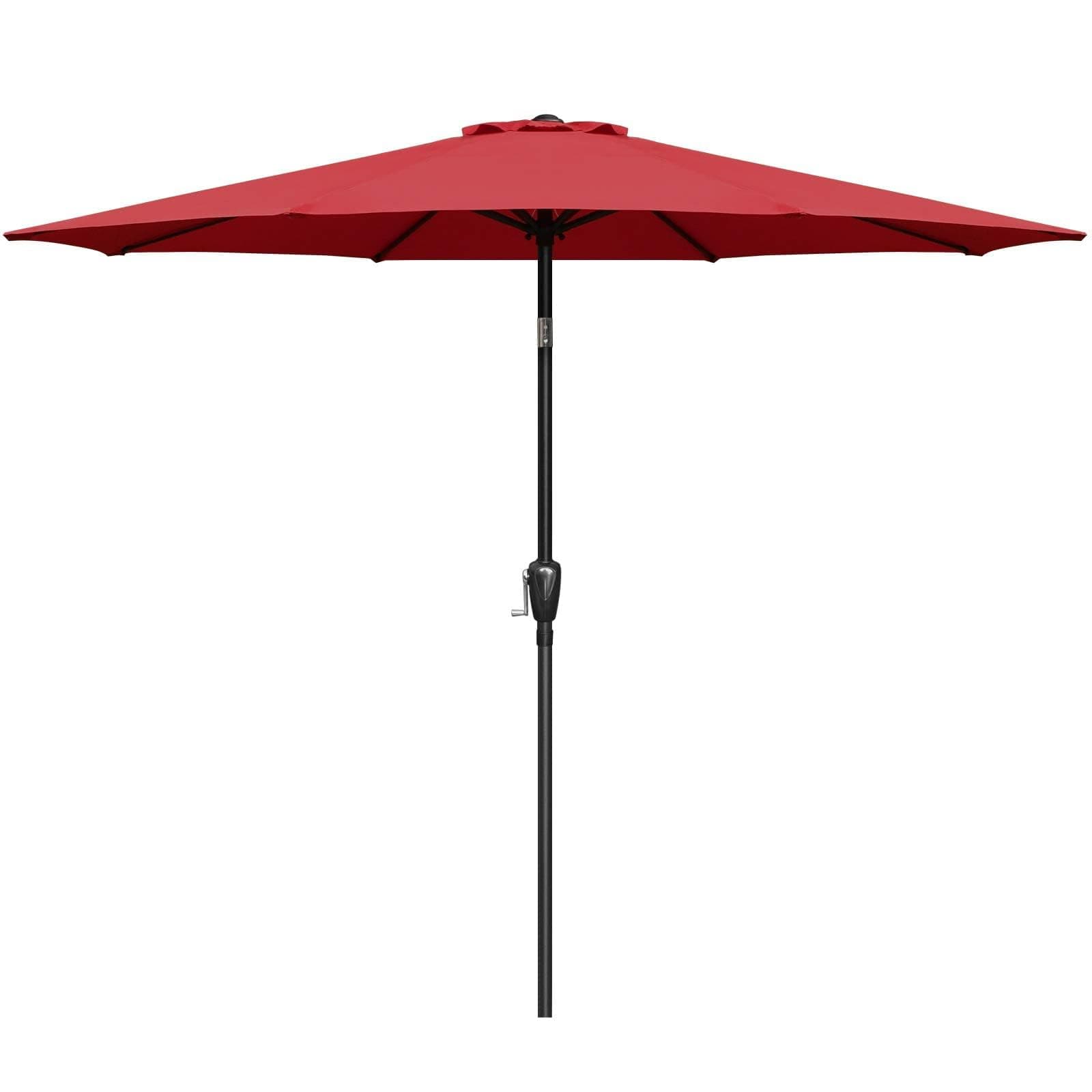Simple Deluxe 9' Patio Umbrella Outdoor Table Market Yard Umbrella with Push Button Tilt/Crank, 8 Sturdy Ribs for Garden, Deck, Backyard, Pool, Red