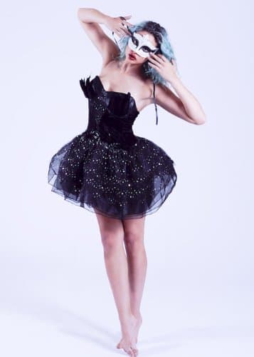 Adult Womens Gothic Ballerina Black Swan Halloween Costume (Women: 16-18)