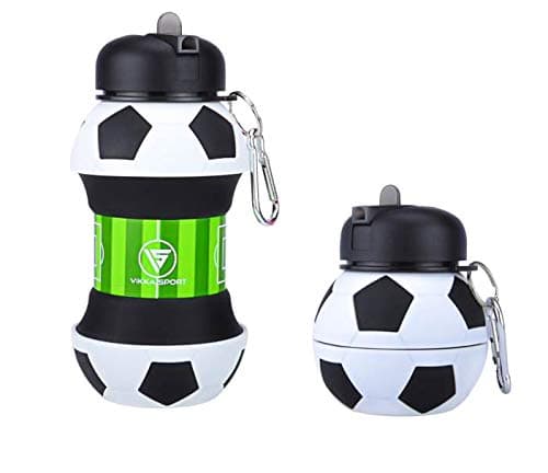 Collapsible Kids Water Bottle | Soccer Ball | BPA-Free | Soccer Gift idea for Kids | for Sports, Travel, Bike, School