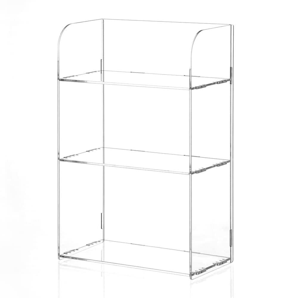 Jusalpha 3 Tier Clear Acrylic Bathroom Organizer Shelf for Cosmetic Perfume Makeup Toy Spices Standing Tabletop Vanity Tray Shelf Multifunctional Sturdy Display Showcase (8''x 4''x 12'')…