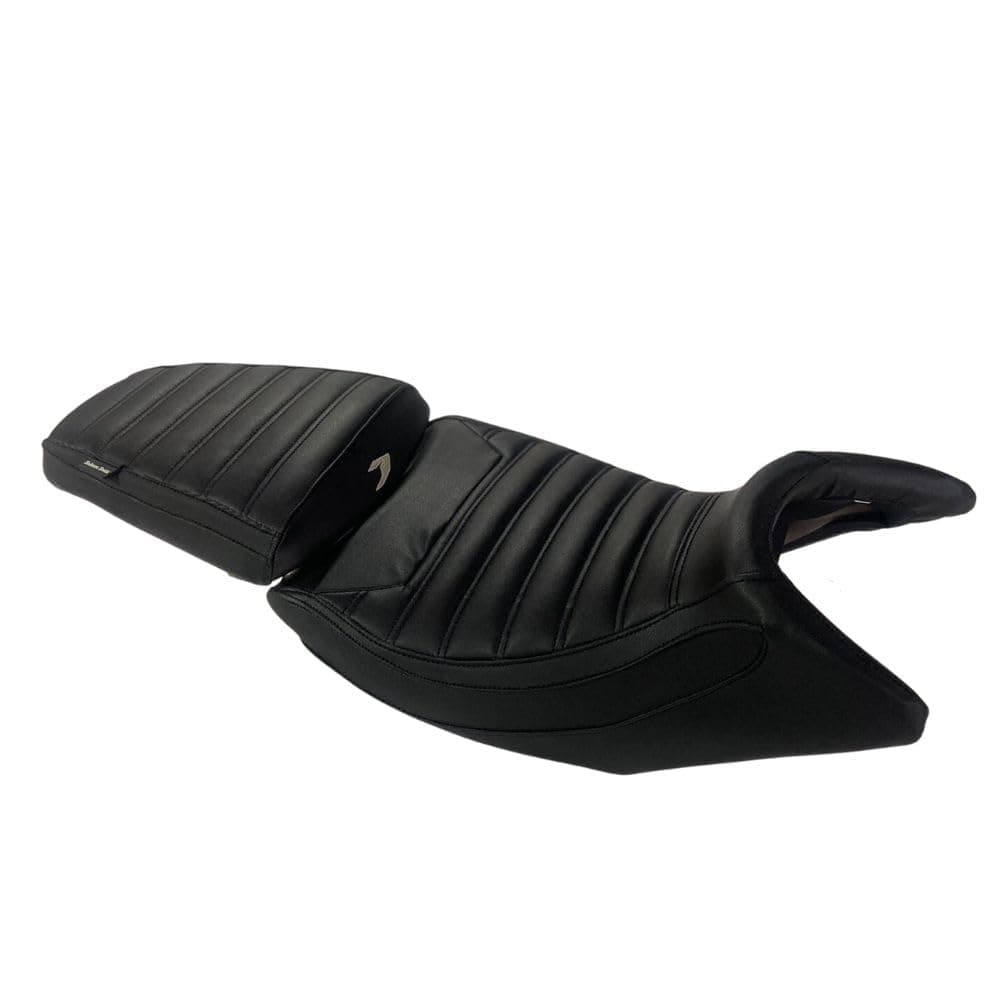 Sahara SeatsCompatible with Bajaj Dominar 400/250 Stripes Leather Finish Cushion Seat Cover (Black)