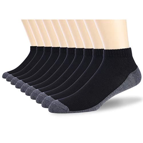 Cooplus 10 Pairs Mens Socks Breathable Casual Low Cut Ankle Cushioned Moisture-Wicking