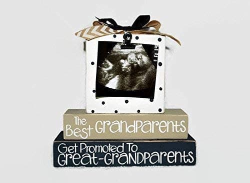 The Best Grandparents Get Promoted To Great Grandparents Photo Clip Pregnancy Announcement WoodenBlock Shelf Sitter Stack