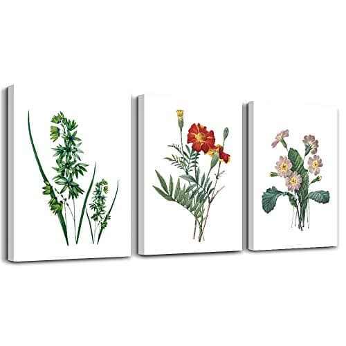 Green leaves Plants and flowers modern Home art bathroom Wall decor,posters Canvas Prints Wall Art for Bedroom,Wall Artworks Pictures Living Room Wall Decoration Paintings, 16x24 inch/piece 3 Panels