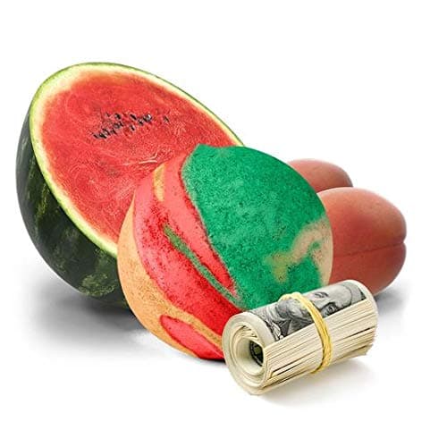 Cash Money Bath Bombs (Watermelon & Apricot) - Jumbo Size Bath Bomb, 7.5oz - Money Soap Bathbombs - $2-$2500 Inside - Rare $2 Bill - Smell Good Bath Bombs with Money Inside - Mystery Surprise Gift