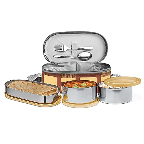 MILTON Corporate Lunch Stainless Steel Containers Set of 3, Yellow