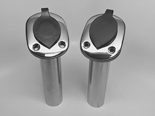 MARINE BOAT 2 PIECES SS 304 FISHING ROD HOLDER 9.5" FLUSH MOUNT 45? PVC CAP by PACTRADE MARINE
