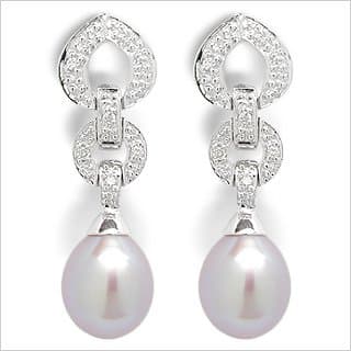 14K white gold Agatha Freshwater cultured pearl earrings