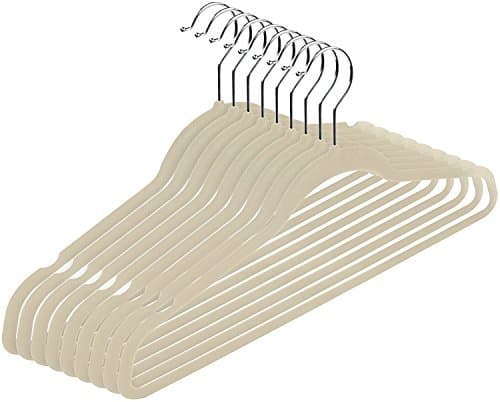MINE Clothes Hangers- Suit Dress Shirt Ivory Velvet Hangers Fashion Thin Non Slip Heavy Duty Clothes Velvet Hangers (Pack of 35)