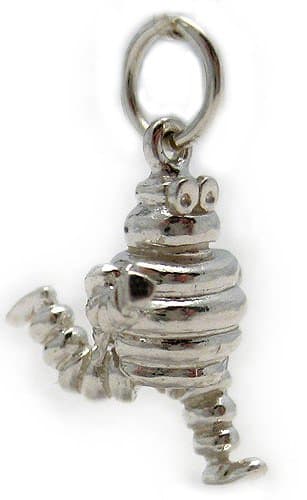Welded Bliss Sterling 925 Silver Bibendum Michelin Man Charm with Jump Ring and Free Split Ring. WBC1080