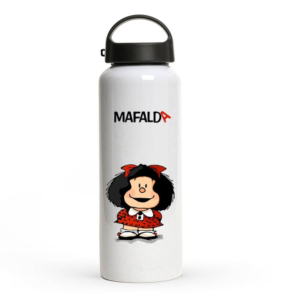 Ron Brando Mafalda Printed Aluminum Sublimation Water Bottle MN-59 Sports/School/Home/Travel For Boys/Girls, And Gift Brother, Sister, Friends, Adults, (Mafalda-bottle-750ml-A6)