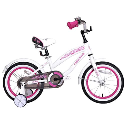 HILAND 16 Inch Kids Bike for 4 5 6 Years Girls, Girls Bicycle with Training Wheels, Children's Beach Cruiser Bike, Gift for Girls, White Kids Cycle