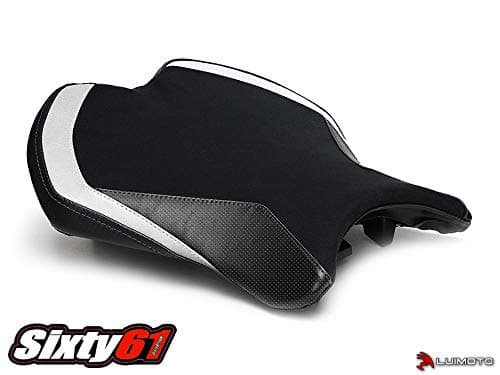 Luimoto Seat Cover for Yamaha R6 2017 2018 2019 2020 Black White Front Rider Suede by Sixty61