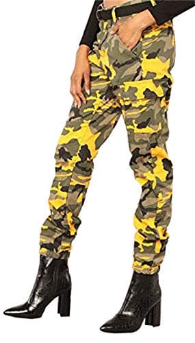 Camo Cargo Pants for Women High Waisted Slim Fit Camoflage Jogger Sweatpants with Pockets
