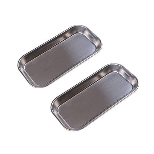 2 Pcs Thickening Instrument Tray Stainless Steel Dental Tray Lab Instrument Tool 8.86 x 4.53 x 0.79"