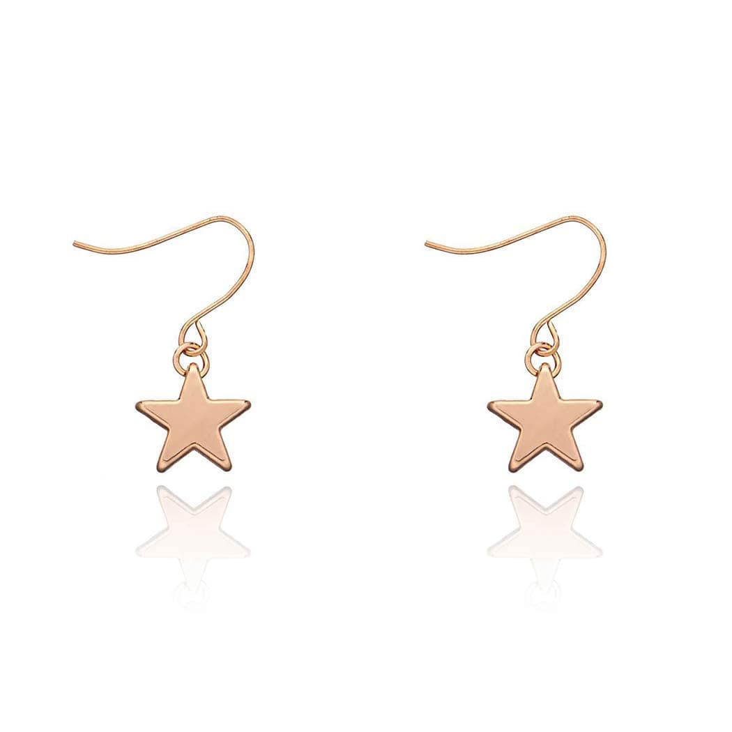 LittleB Dainty Earrings Star Pendent Thin Earrings Minimal Earring Jewelry for Women (Gold)