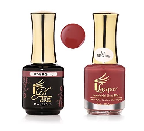 iGel Beauty Impeccable Soak Off GEL Polish+ LACQUER Duo Set 190 Beautiful Colors (B07 BBQ-ing)