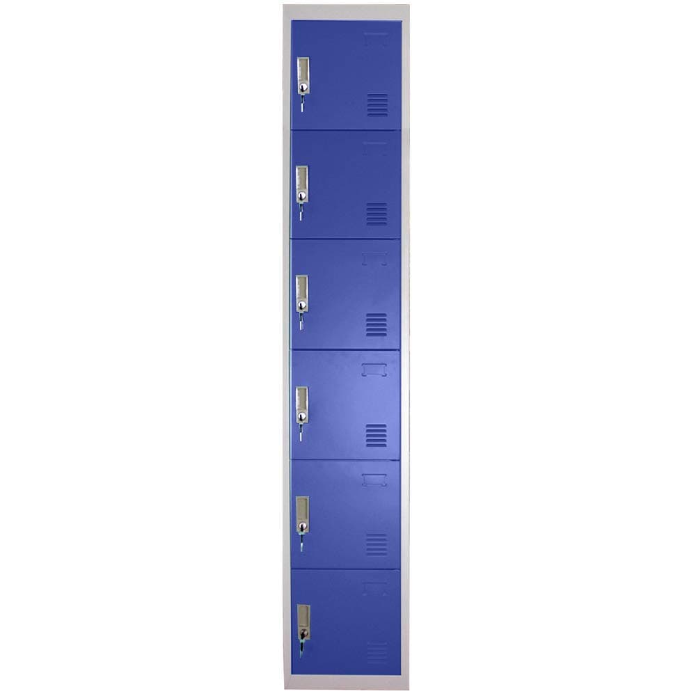 Panana Metal Storage Lockers Work Office Cupboard Lockable Filing Storage Unit School Staff Gym Changing Room Six Doors (Dark Blue, 6 Door)