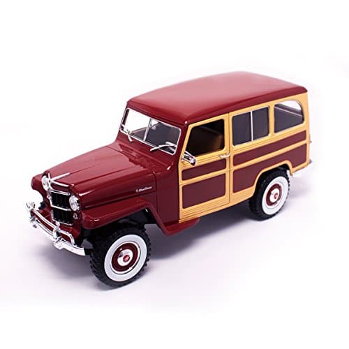 Lucky Die Cast 92858BURG 1:18 1955 Willys Jeep Station Wagon Model Vehicle, Burgundy