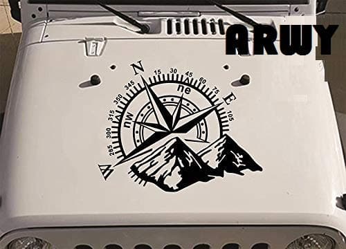 Jeep Stickers for Car Exterior for Gypsy Mahindra Jeep Stickers logoThar 4 x 4 Off Road Mountain Compass Vinyl BlackDecals L x H 55 x 45 Cms