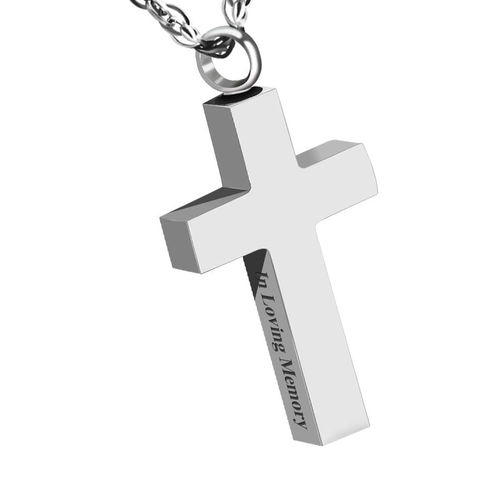 DletayCremation Cross Necklace for Ashes Stainless Steel Cross Urn Necklace Ashes Holder Memorial Jewelry-In Loving Memory
