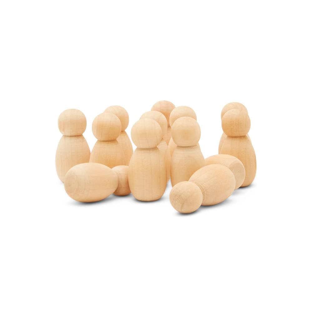Woodpeckers Tiny Peg Doll 1-3/8 inch Pack of 25 Peg People for Crafting and Nativity Set, Loose Parts Play Unfinished Wooden Peg Baby,