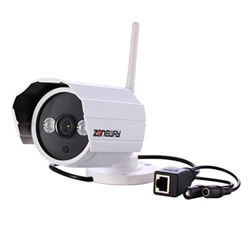 ZONEWAY ZW-NC628MW-P 720P Outdoor HD Wireless Plug and Play IP Camera with 2 Pieces IR Array LED Night Vision Up to 50ft, Built-in 8GB Micro SD Card, 3.6mm Wide Angle Lens, Motion Detection Alarm via Email and FTP