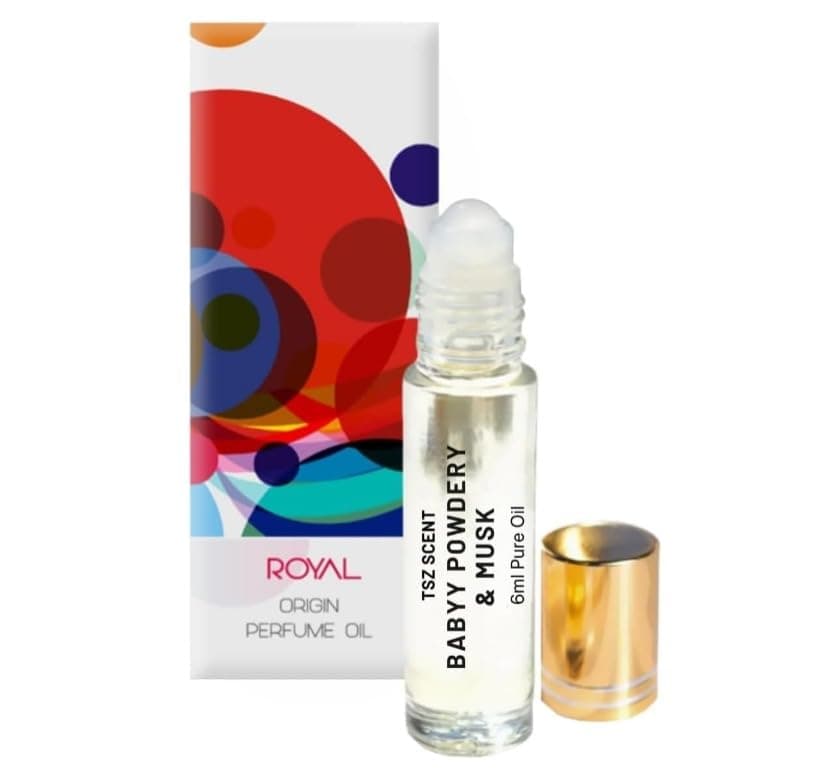 Babyy Powdery Musk Perfume Oil for Women Men Long Lasting Roll-On 6ml Fresh Floral by TSZ Scent.