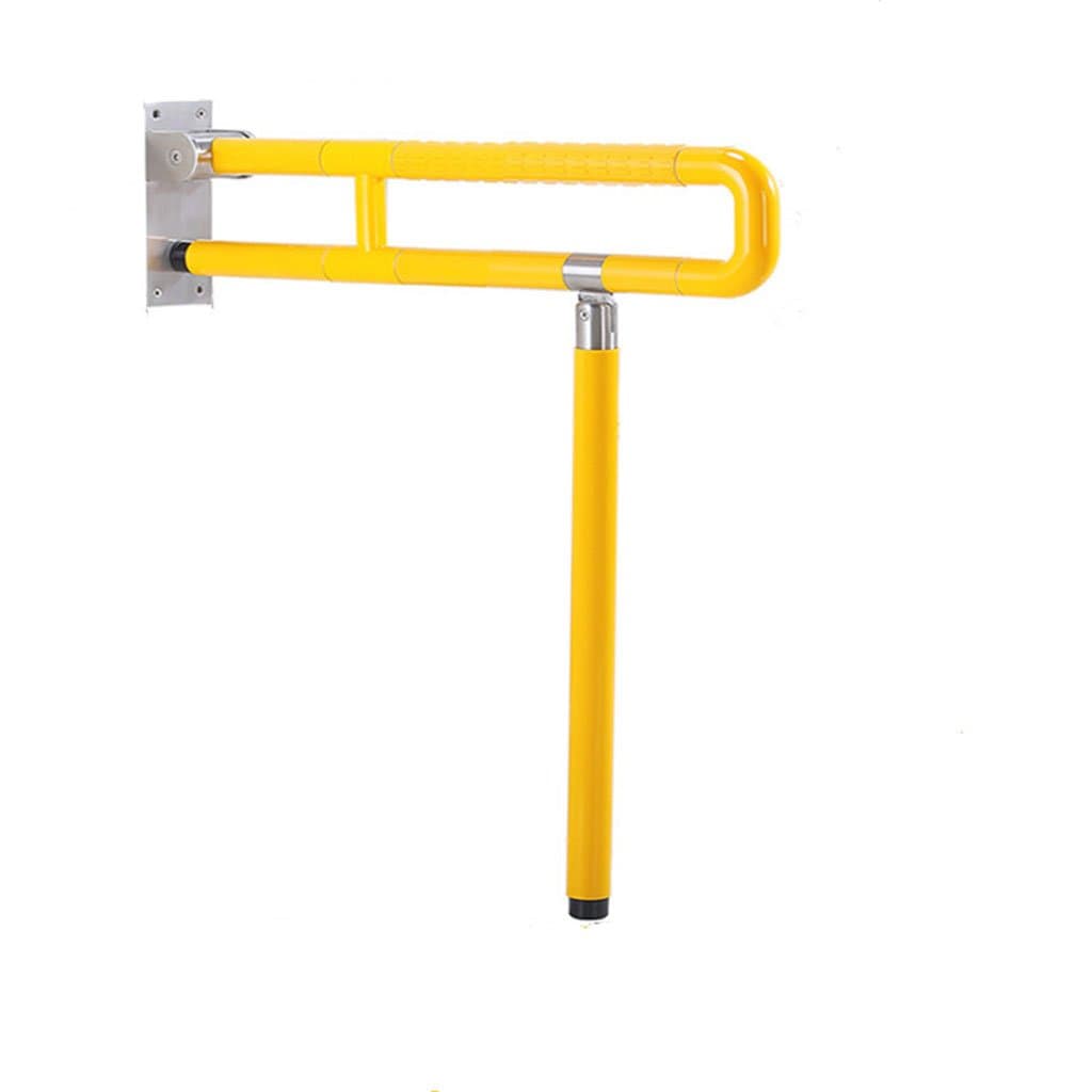 Safety Rails Stainless Steel + Nylon Folding Armrest White/Yellow Space-saving Applicable To Shower/WC Safe Armrests (Color : Yellow, Size : 75CM)