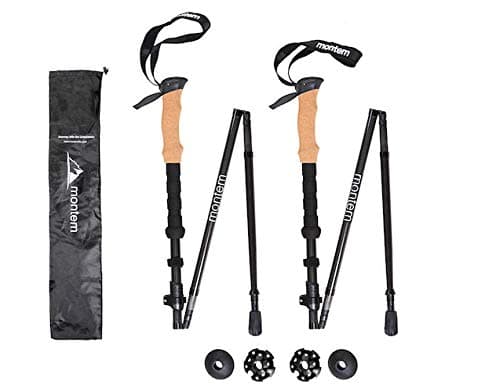 Montem Folding Collapsible 3K Carbon Fiber Hiking/Walking/Trekking Poles - One Pair (2 Poles)