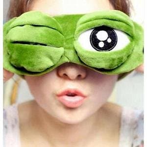United Lethargics 3D Cartoon Frog In Soft Velvet Sleep Mask For Unisex - Green