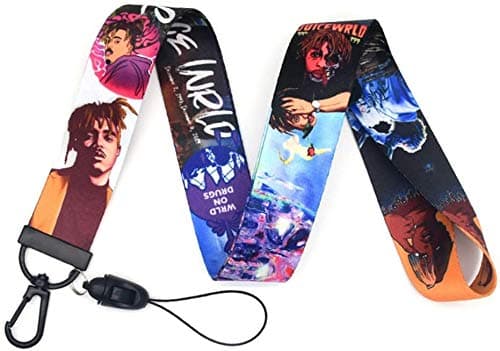 Zhongyanxin Juice Wrld Print Phone Holder Key Lanyard ID Badge Holders Phone Neck Straps With Keyring( Long black)