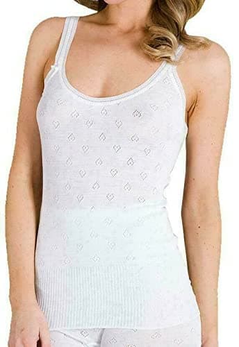 New 100% Cotton Snowdrop Ladies Thermal Underwear-Vest, Short Sleeve, Long Sleeved, Vest, Shoulder top, Long John, Panties - White Made in The UK