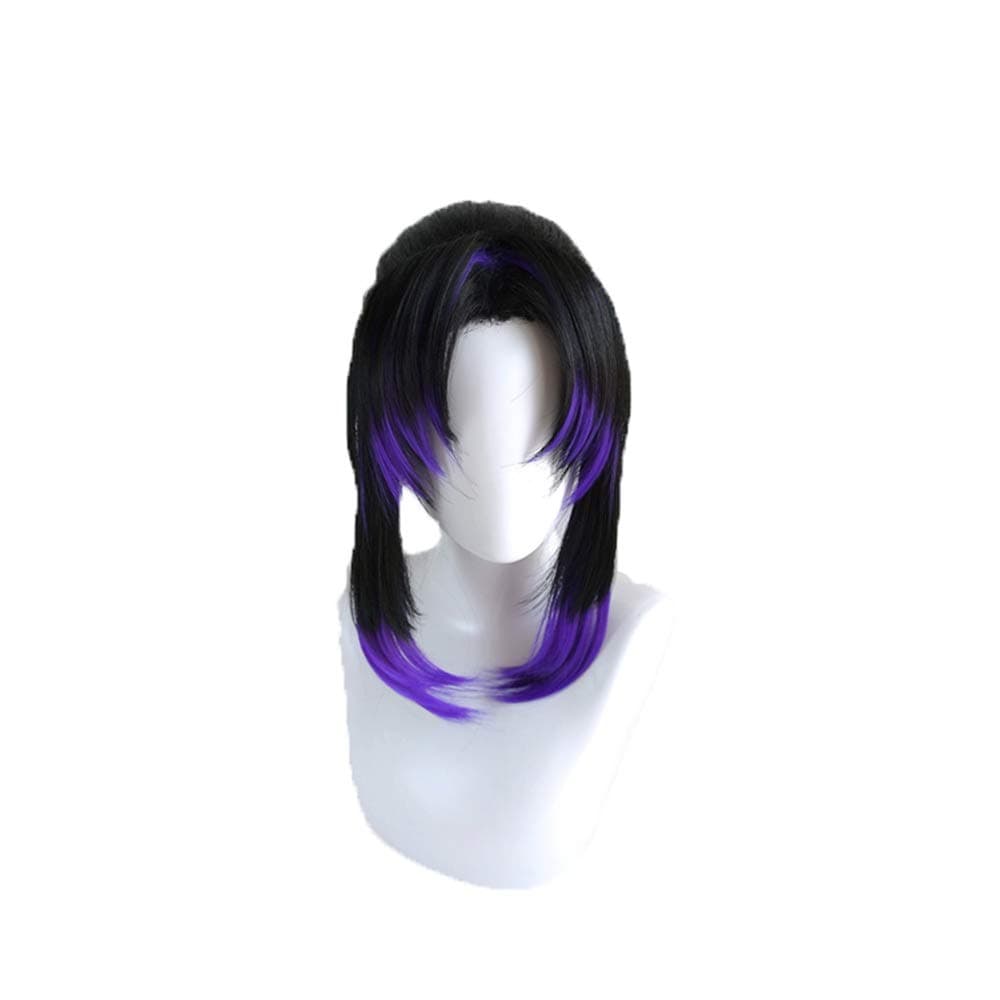 LZT Black Gradient Purple with Ponytails Kochou Shinobu Cosplay Wig for Demon Slayer:Kimetsu no Yaiba Anime Men Women Wig Anime Fans Gift with Free Cap
