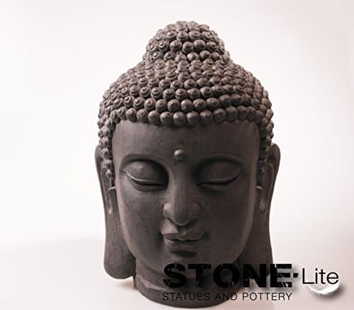 XXL Stone Buddha Head Sculpture Garden Decoration, Height 42 cm