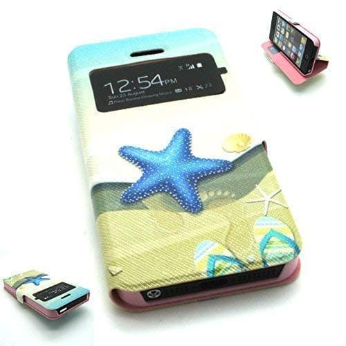 SUPRIZEBOX Apple iPhone 5 5S & SE Cases and Covers - Fun and Funky Retro PU Leather Wallet Stand Case Cover (STAR FISH)