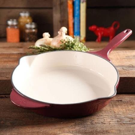 The Pioneer Woman Timeless Cast Iron, 12" Cast Iron Enamel Skillet (PLUM)