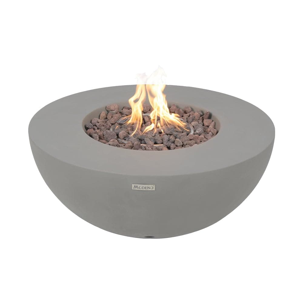 Modeno Roca Outdoor Fire Pit Propane Table 34 Inches Round Firepit Concrete Patio Heater Electronic Ignition Backyard Fireplace Cover Lava Rock Included Liquid Propane
