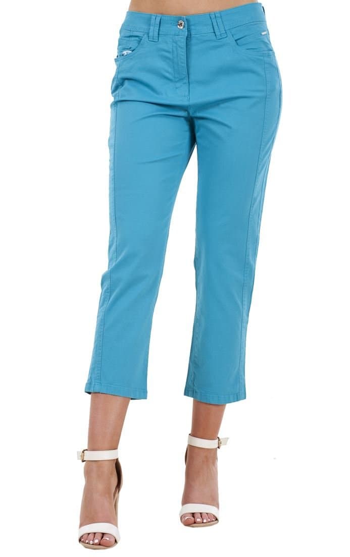 Ladies Crop Trousers Holiday Stretch 3/4 Summer Pockets Capri Pants