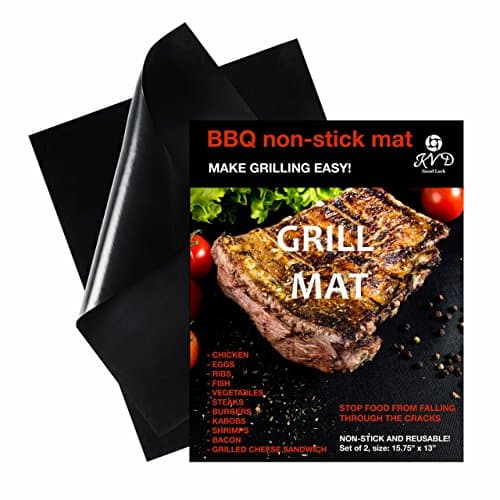 KVD Good Luck Grill Mat-BBQ Grill Mat-Grilling Mat Set of 2 BBQ Grill Mat Heavy Duty Non Stick Reusable-Grilling Mats-16 x 13 Inch-Fat Free Cooking- Open The Way to Healthy Food