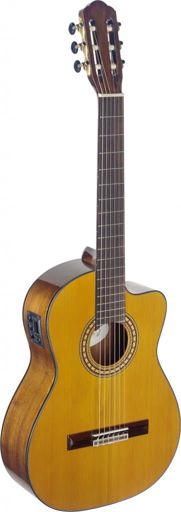 Angel Lopez Sil/CE Electro Acoustic Classical Guitar with Cutaway Solid Spruce Mahogany (650 mm) Natural