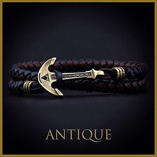 Brown and Blue Leather Anchor Bracelet, Mens Leather Bracelet, Leather Nautical Wrap Bracelet, Sea Bracelet, Bracelet for Man and Woman Jewelry, gifts for men, bracelet homme