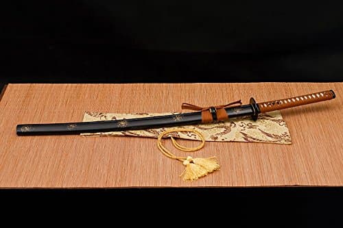 Handmade Katana Damascus Folded Steel Katana Japanese Samurai Sword Groove Full Tang Sharp Sword Home Protection Sword