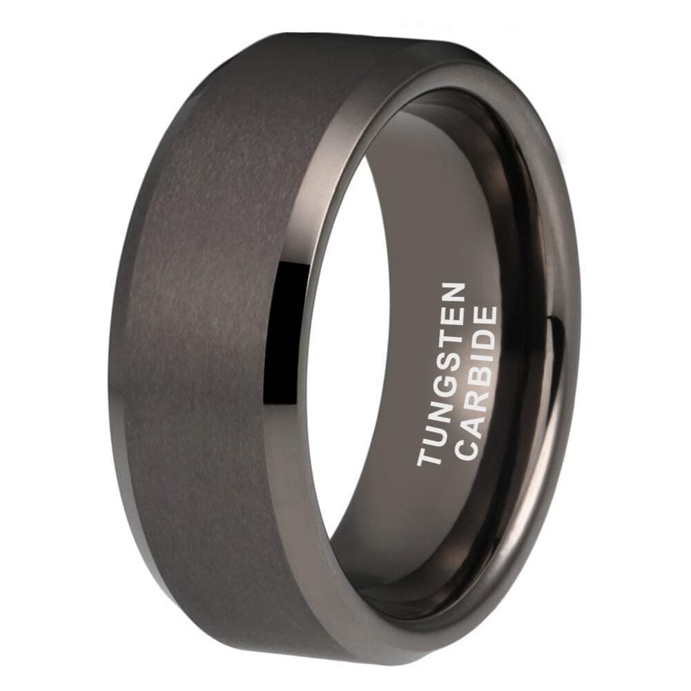 4mm 6mm 8mm Silver/Black/Gunmetal/18K Gold/Rose Gold Tungsten Wedding Bands for Men Women Engagement Rings Beveled Edges Matte Finish Comfort Fit