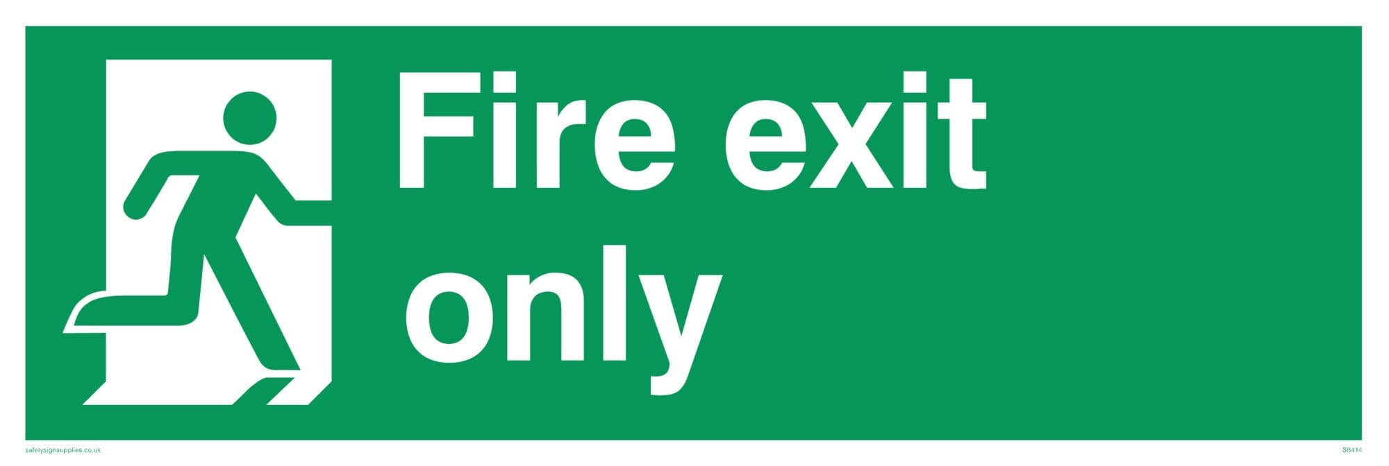 Viking Signs SB414-L31-V "Fire Exit Only" Sign, Vinyl, 100 mm H x 300 mm W