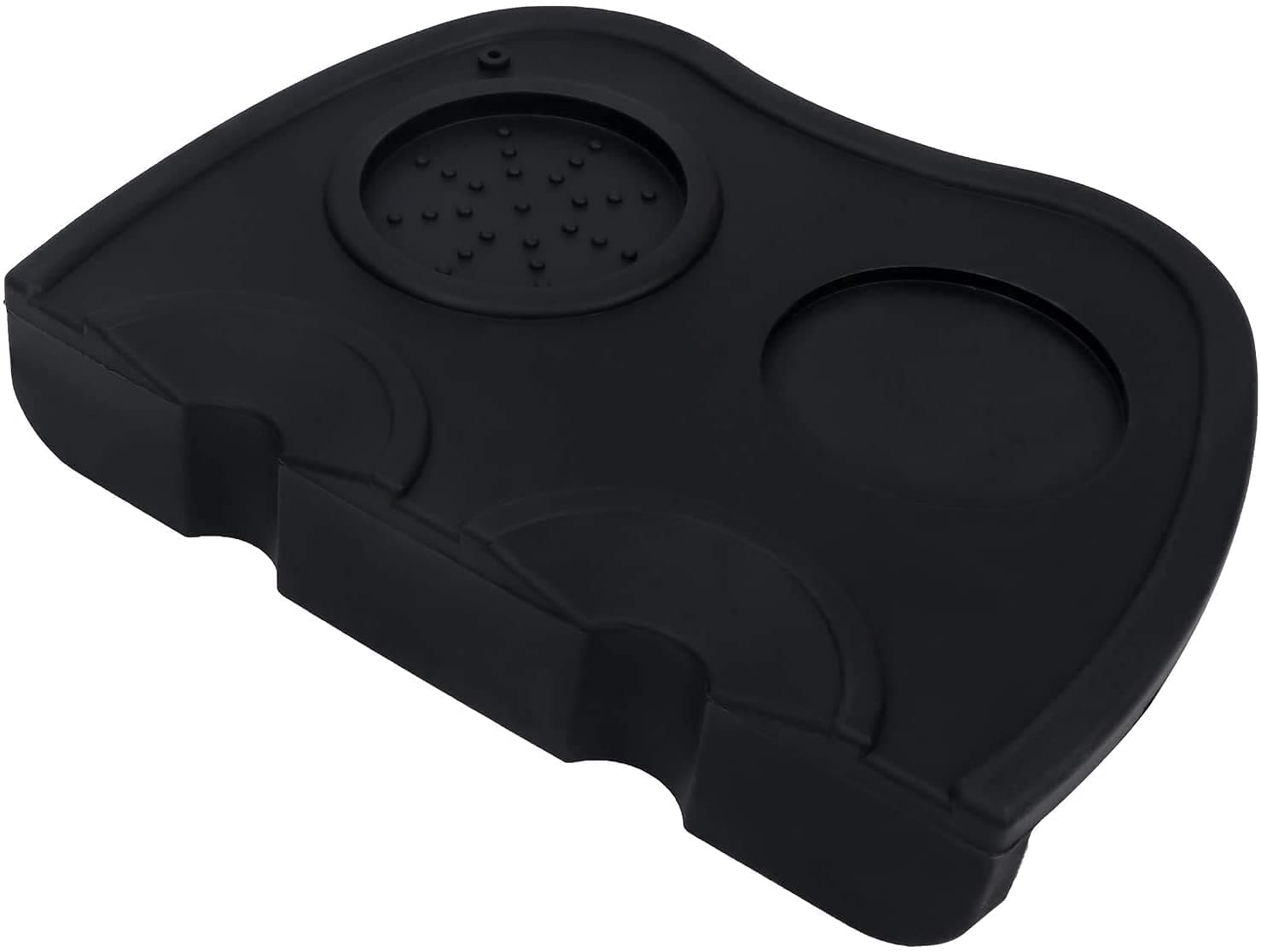 LONGFITE Silicone Coffee Tamper Mat, 5.9 Inch x 7.8 Inch, Anti-Slip Espresso Tamp Mat, Double Hole Corner Edge Practical Stand Tamp Station, for Barista Tool Home Kitchen Office Bar Shop Worktop