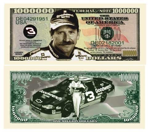 Pack of 5 - Dale Earnhardt Sr. Senior Million Dollar Bill