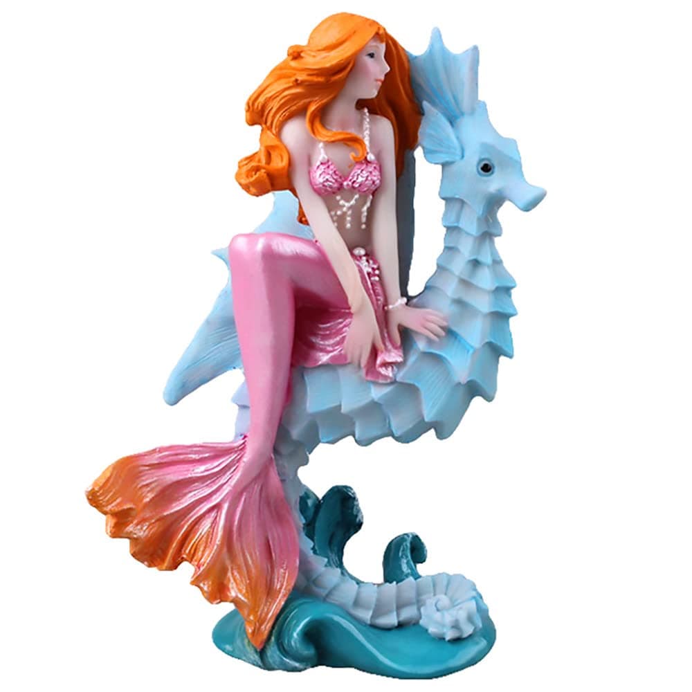 Aquarium Ornament - Seahorse Mermaid Decorations,Fish Tank Supplies Accessories,Mermaid Gifts for Girls, Mediterranean Princess Statue Home Decoration