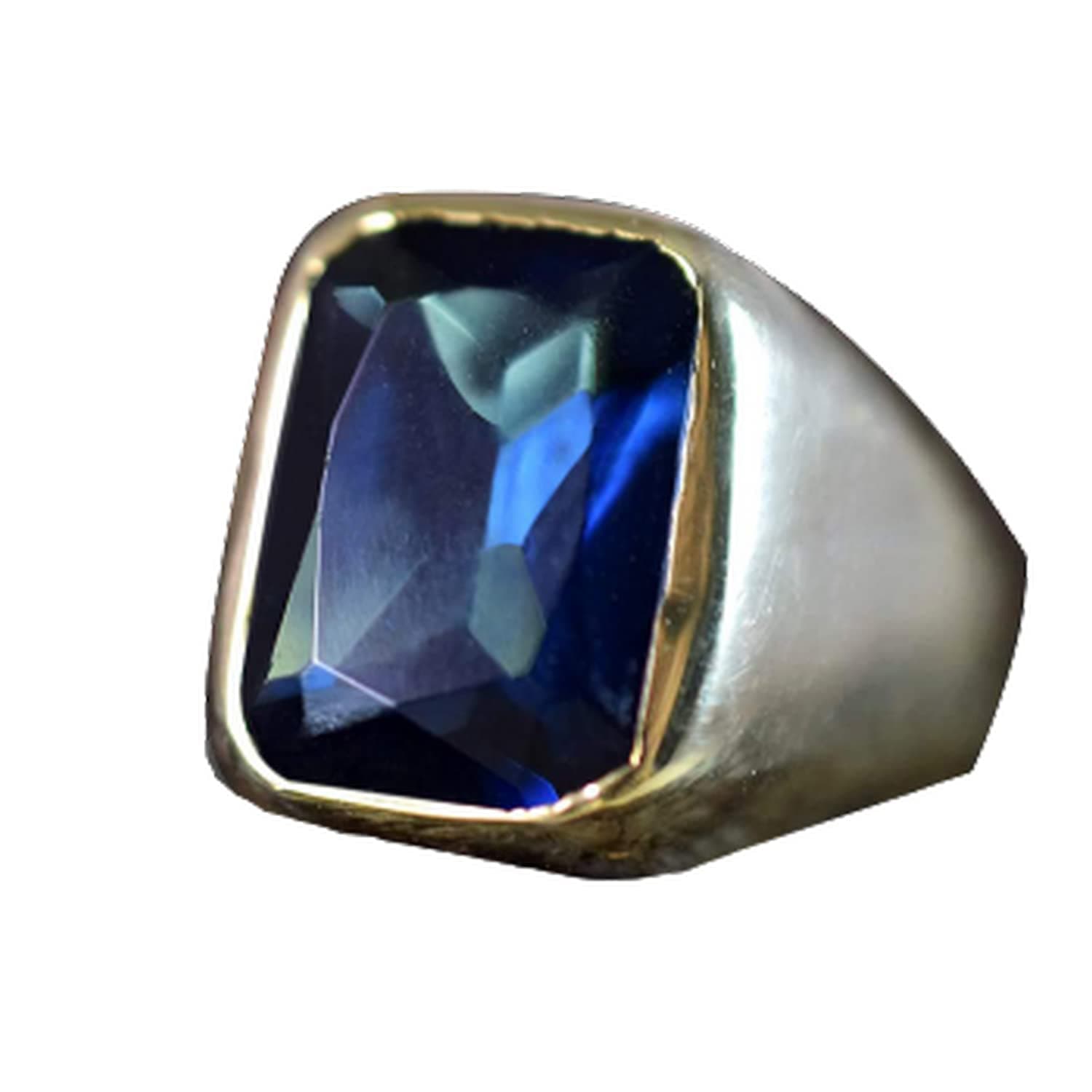 Blue Sapphire Gemstone ring, 925 Yellow Gold Sterling Silver ring, Radiant faceted, Natural Gemstone, Handmade, Unique gift, Man's ring, Thanksgiving day, Good Friday