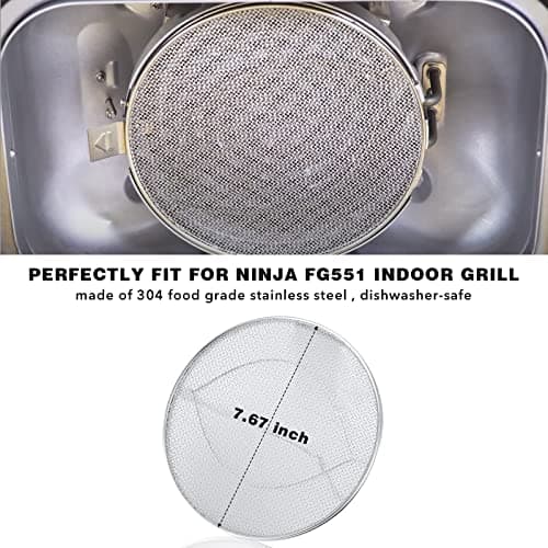 Stainless Steel Grease Splatter Screen for Ninja Grill Air Fryer, Reusable Ninja Foodi Smart XL 6-in-1 Indoor Grill Air Fryer Oven Accessories, Replacement Splatter Shield for Ninja Foodi FG551
